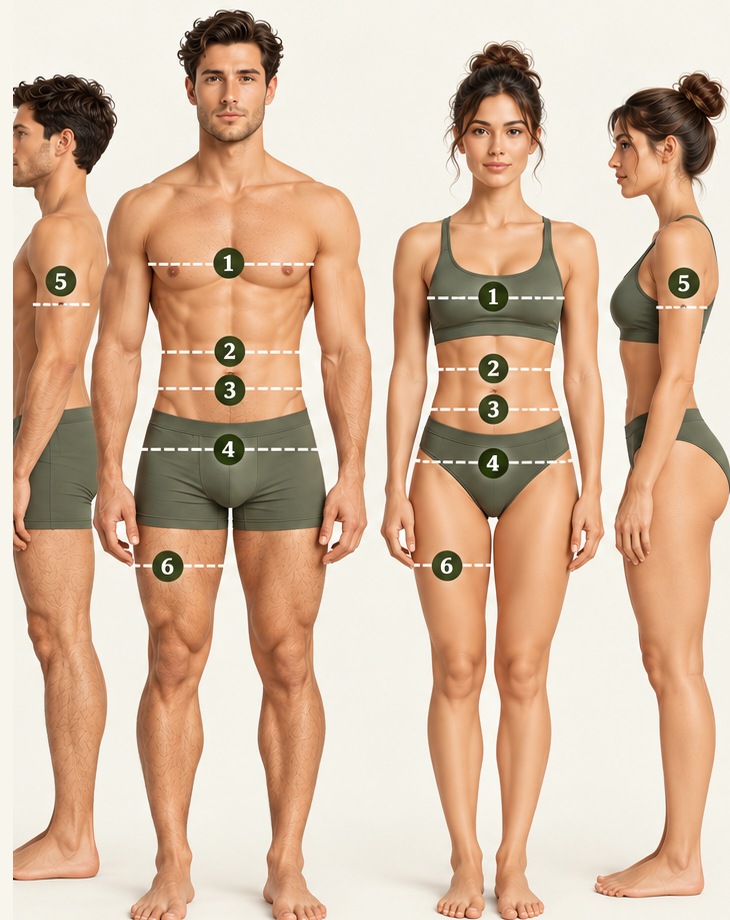 Body measurement guide illustration